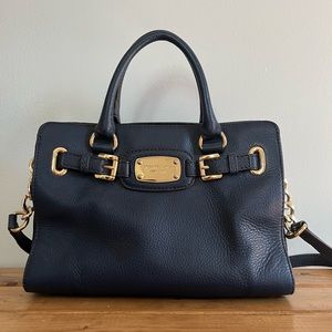 Michael Kors Navy Blue and Gold Chain Tote